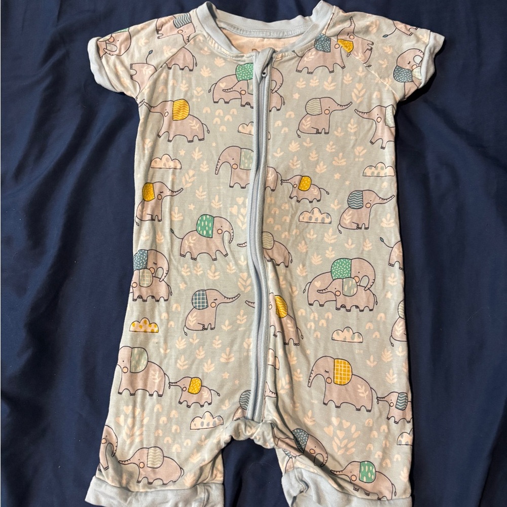 Little Sleepies Blue Elephant Print Shortie